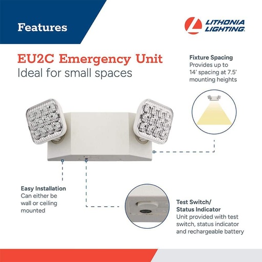 Contractor Select EU2C 120/277-Volt Integrated LED White Emergency Light Fixture with Battery