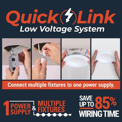 HALO QuickLink Low Voltage, 4 in. Selectable CCT 2700-5000K, 600 Lumens, Recessed Canless LED Accessory Downlight, Dimmable