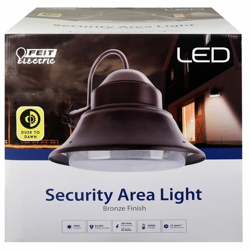 Feit Electric 73700 350-Watt Equivalent Integrated LED Bronze Dusk to Dawn Photocell Wall or Post Mount Outdoor Barn Area Light, 5000K