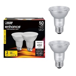[1002975955] Feit Electric 50-Watt Equivalent PAR20 Dimmable CEC Title 20 90 CRI E26 Flood LED Light Bulb, Bright White 3000K (2-Pack) (PAR20DM/930CA/2)