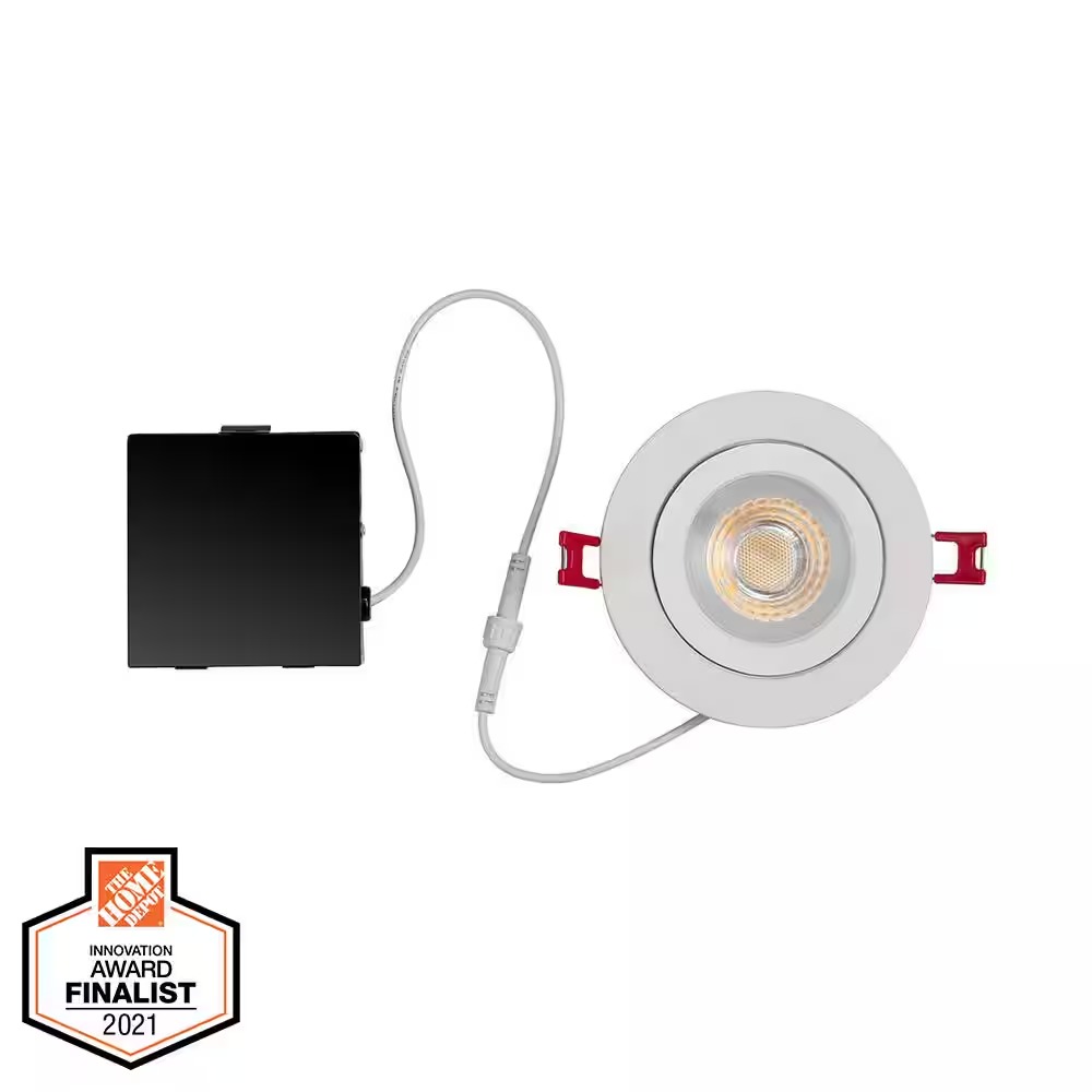 Ultra Spot Integrated LED 4 in Round Adj Color Temp Canless Recessed Light for Kitchen Bath Living rooms, White